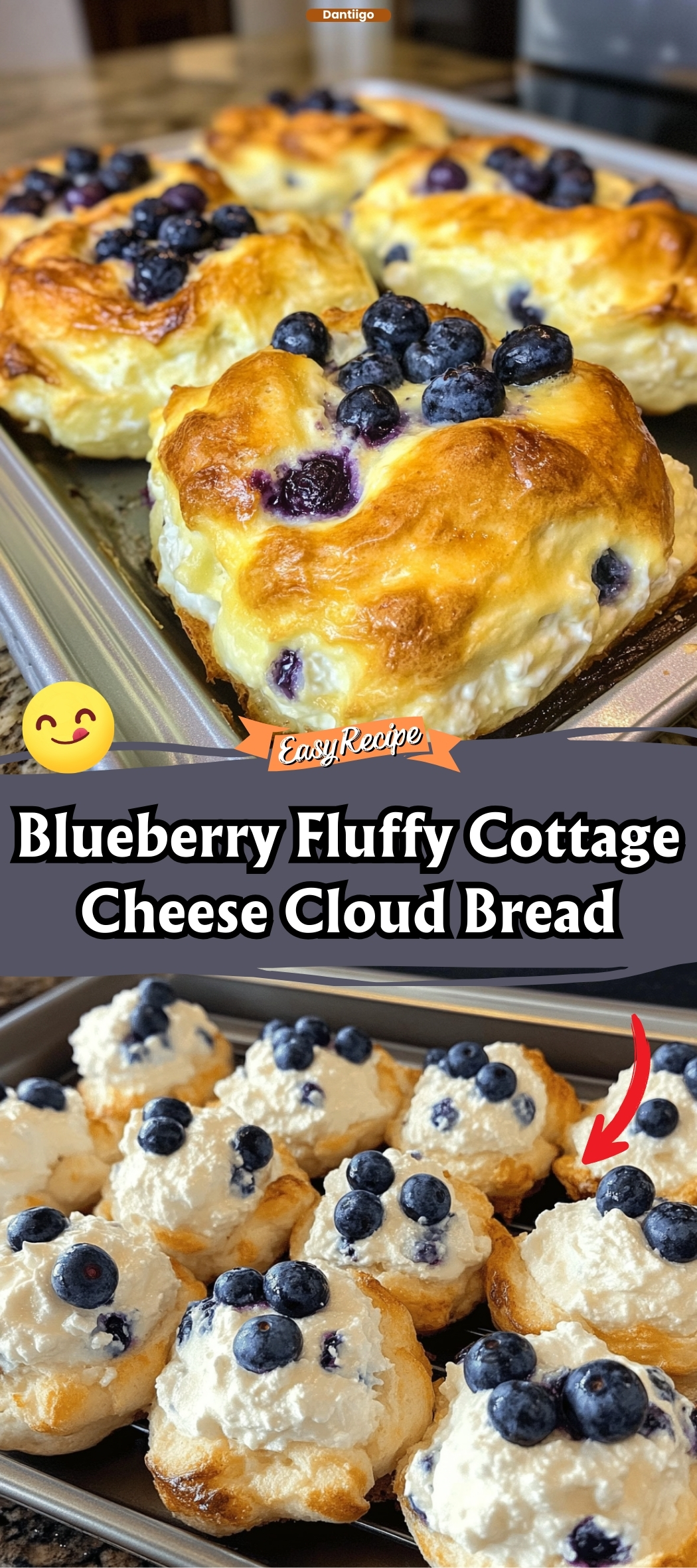 Blueberry Fluffy Cottage Cheese Cloud Bread
