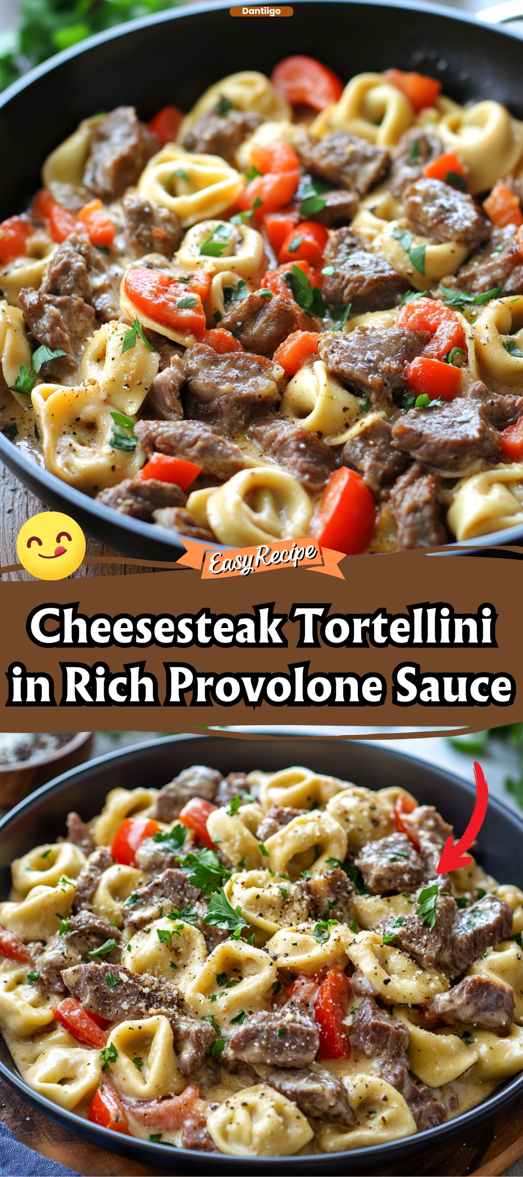 Cheesesteak Tortellini in Rich Provolone Sauce