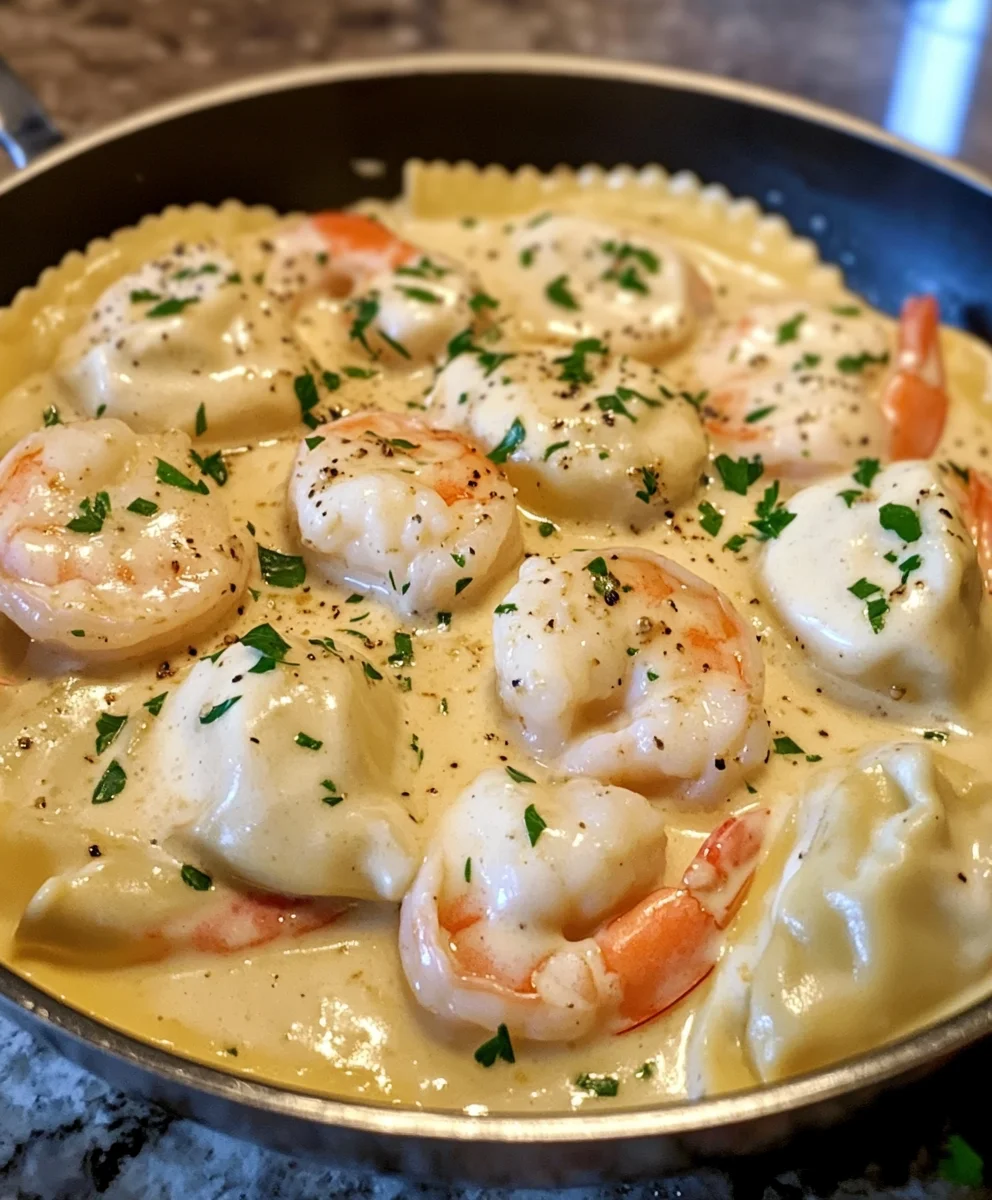 Shrimp and Lobster Ravioli with Creamy Garlic Butter Sauce