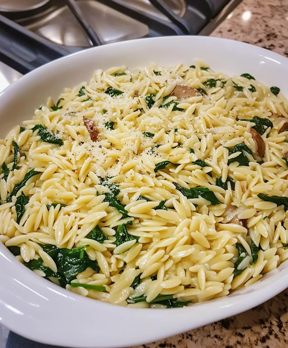 Spinach Mushroom Orzo