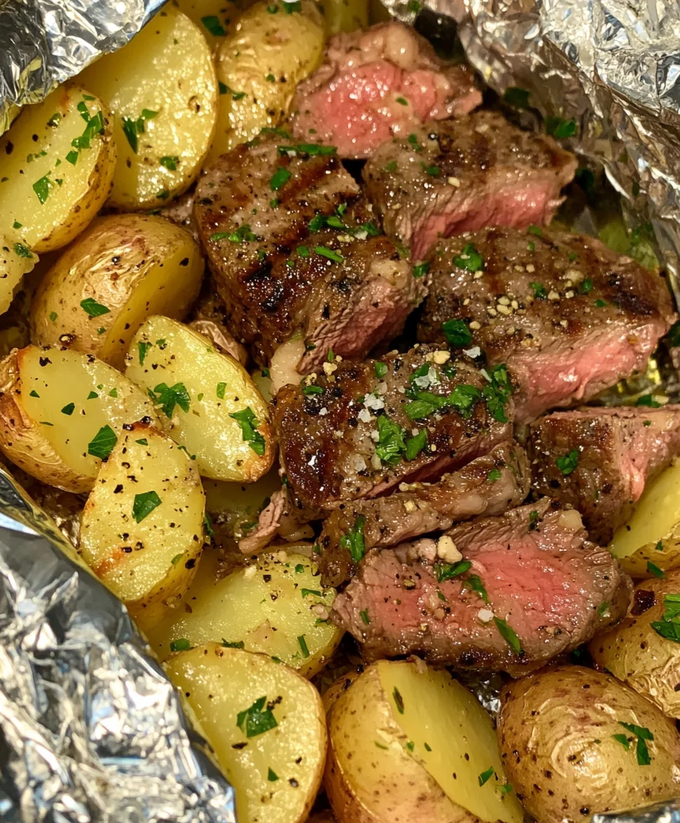 Garlic Steak & Potato Foil Packets