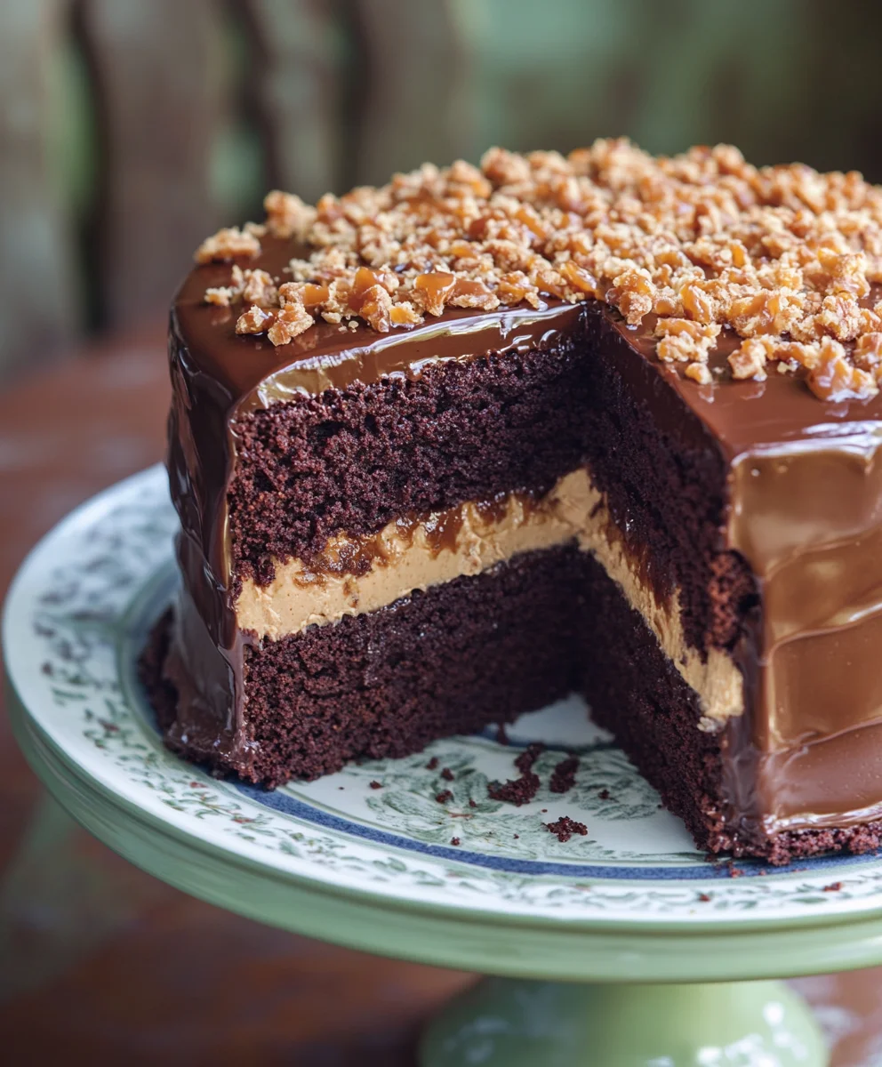 Chocolate Caramel Toffee Crunch Cake