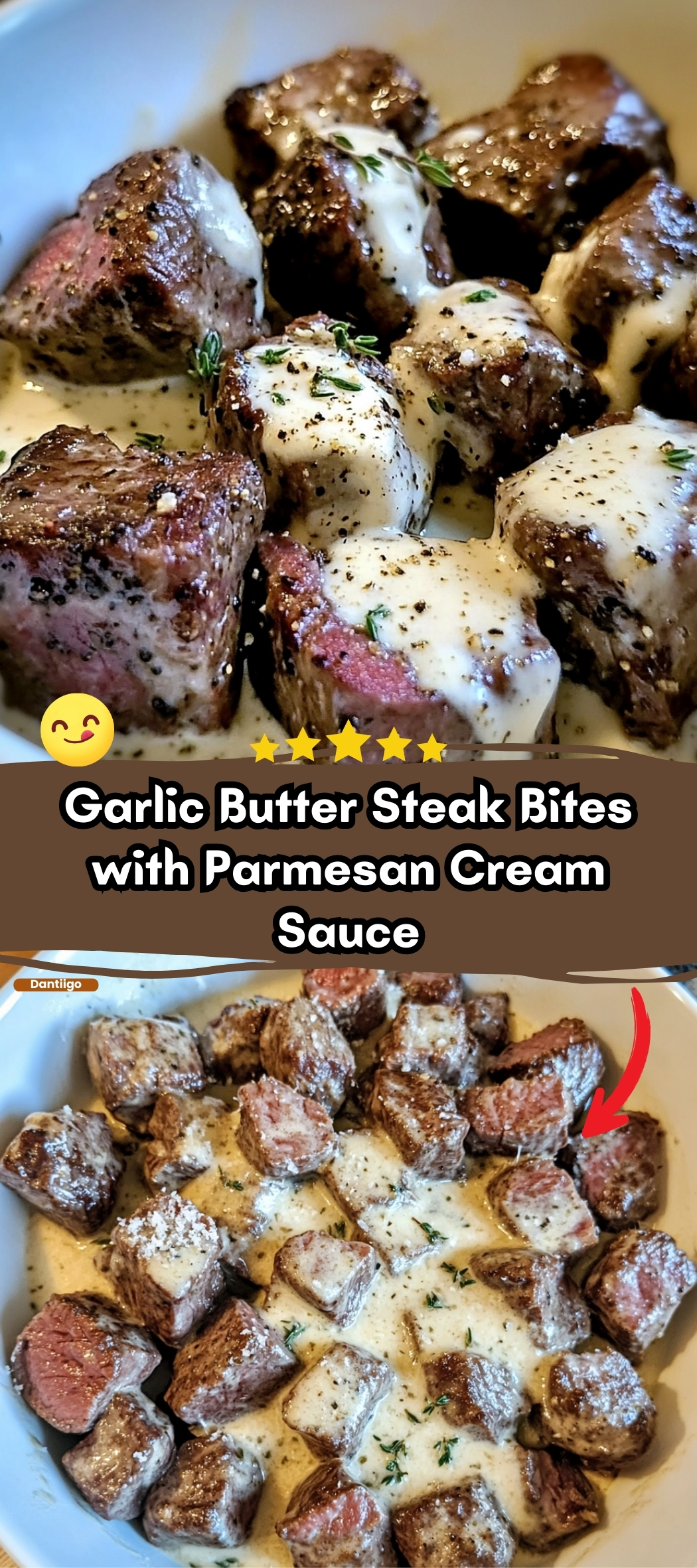 Garlic Butter Steak Bites with Parmesan Cream Sauce