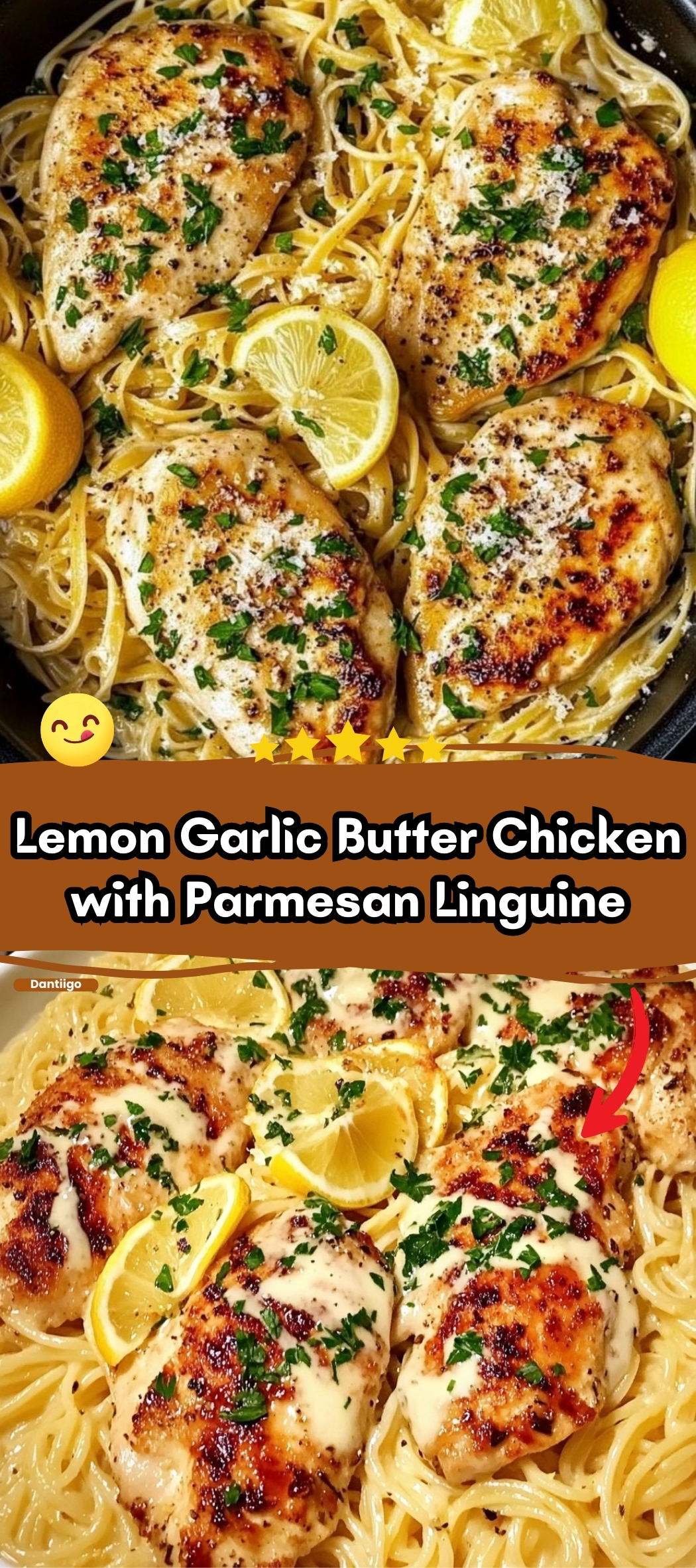 Lemon Garlic Butter Chicken with Parmesan Linguine