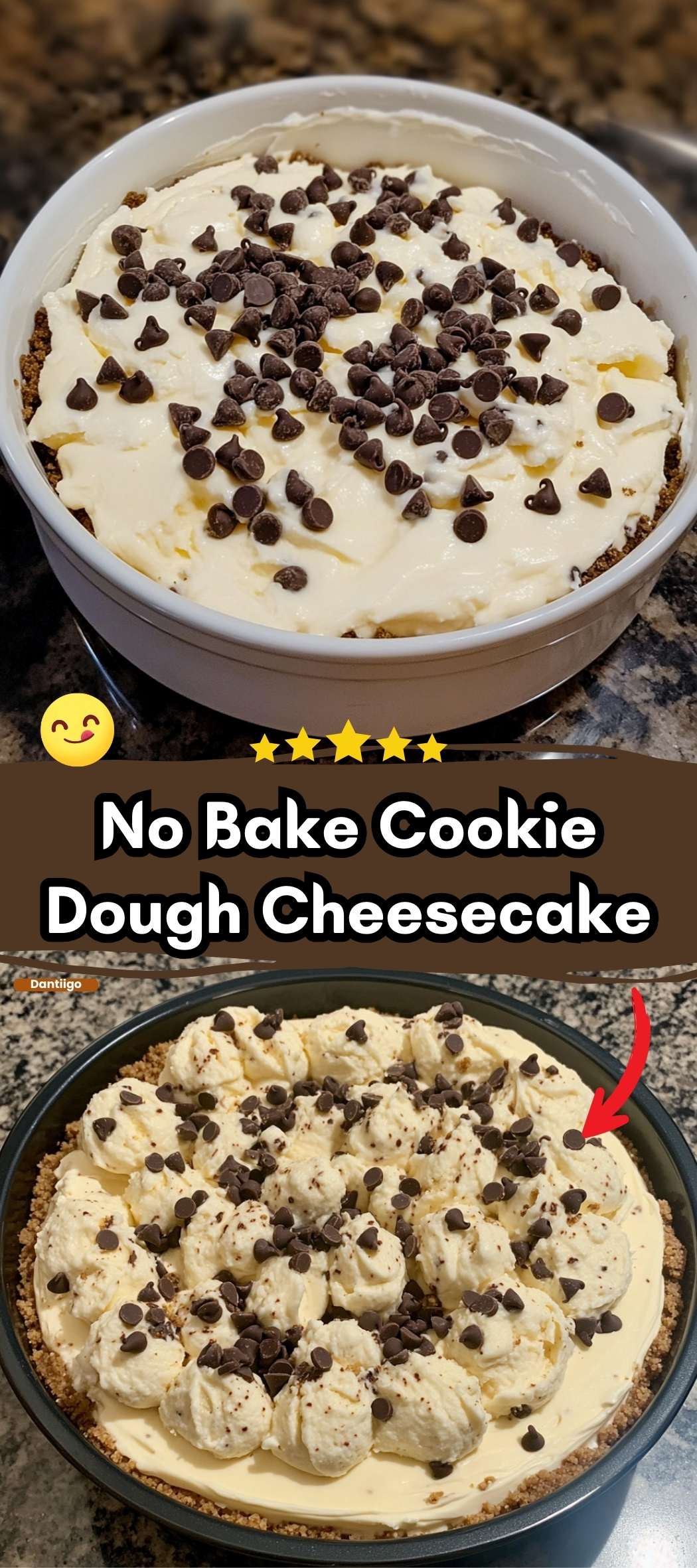 No Bake Cookie Dough Cheesecake