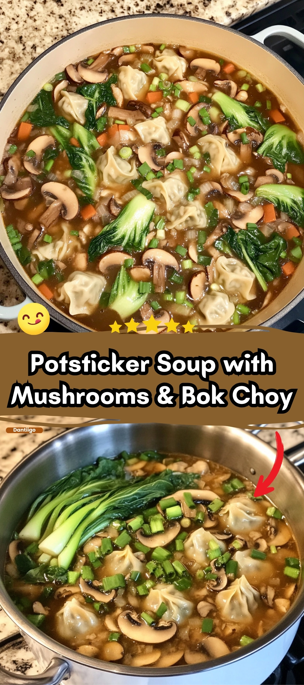 Potsticker Soup with Mushrooms & Bok Choy
