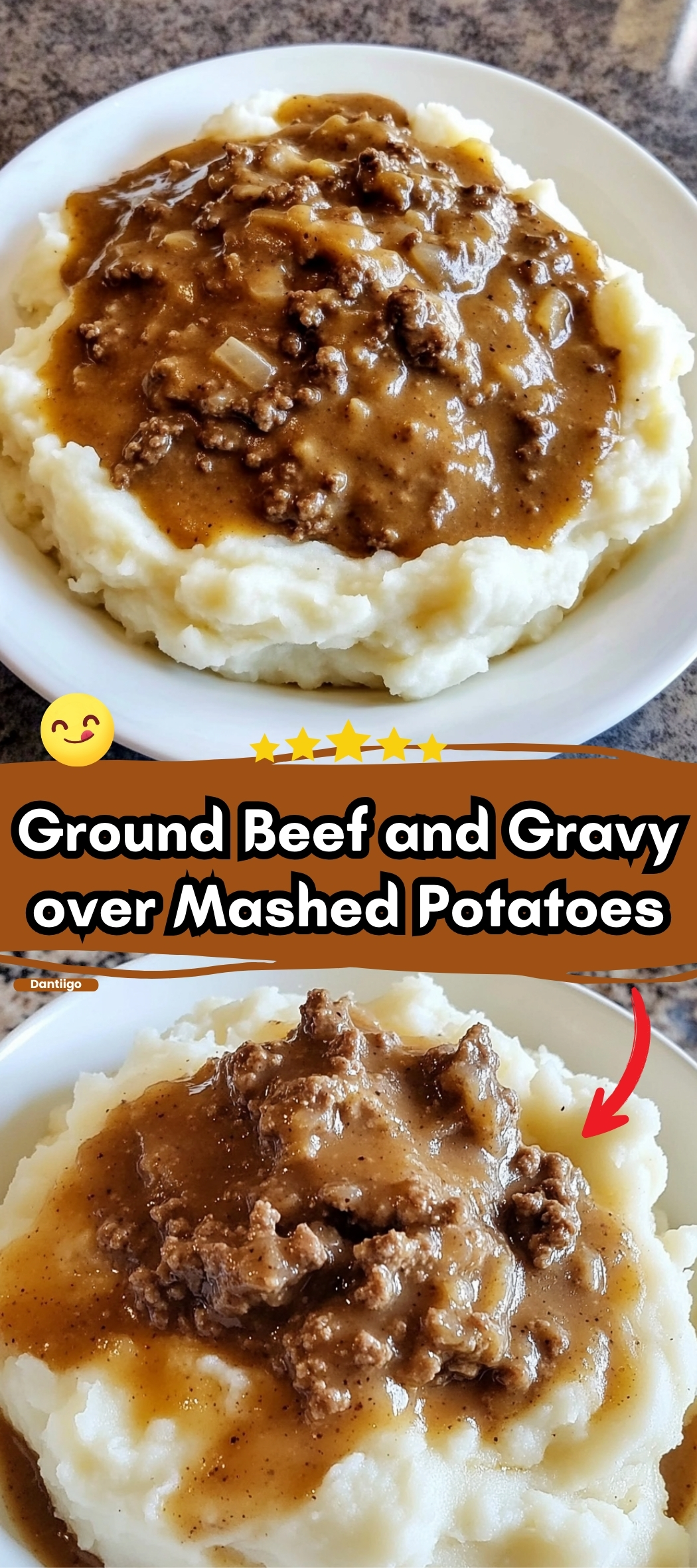 Ground Beef and Gravy over Mashed Potatoes