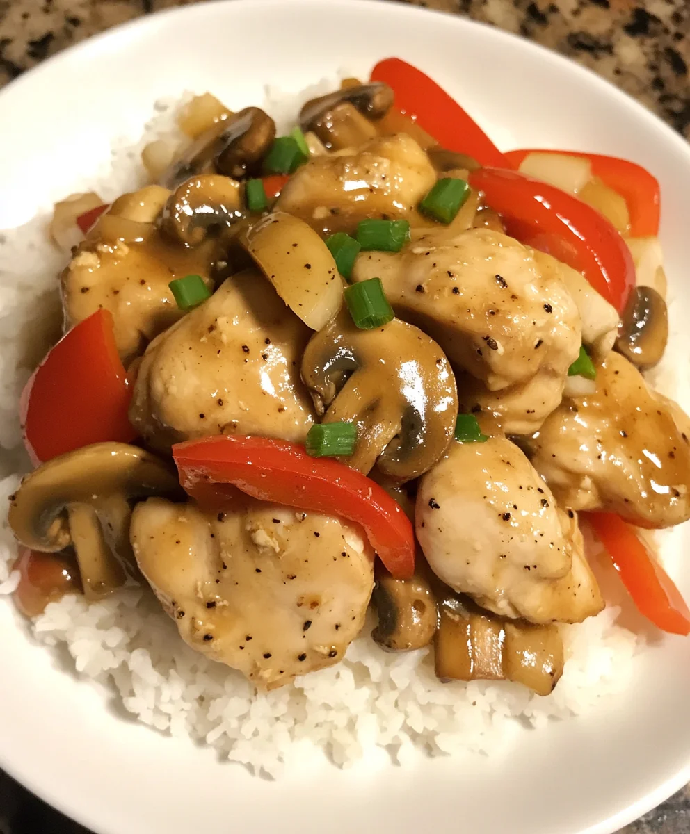 Black Pepper Chicken with Mushrooms