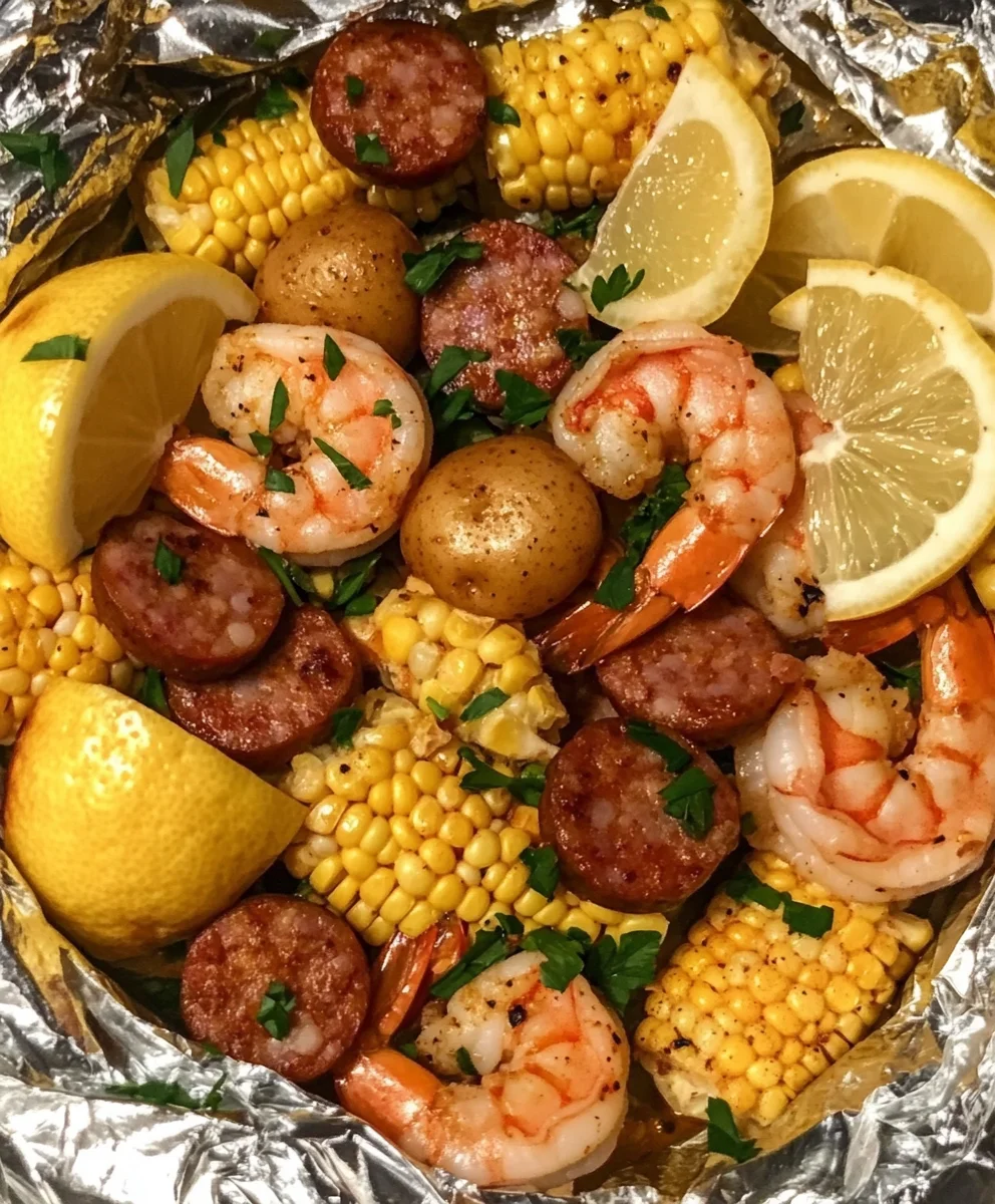 Shrimp and Sausage Foil Packet Dinner