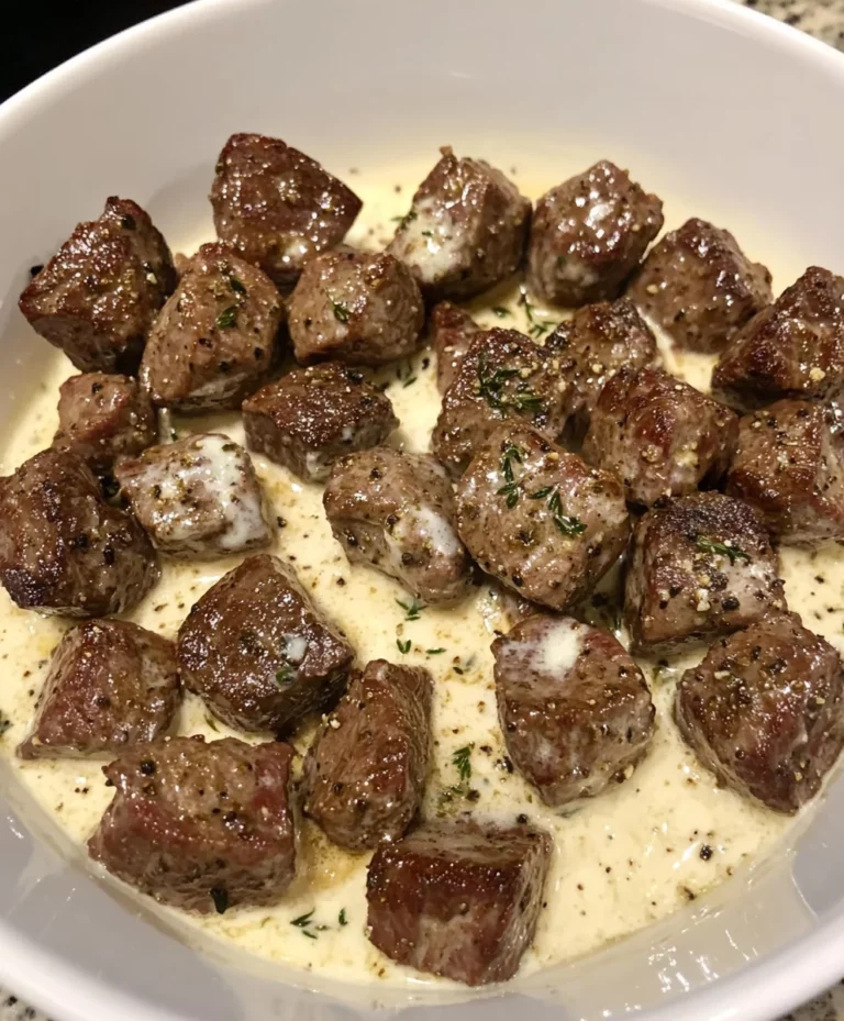 Garlic Butter Steak Bites with Parmesan Cream Sauce