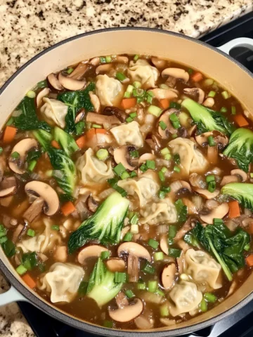 Potsticker Soup with Mushrooms & Bok Choy