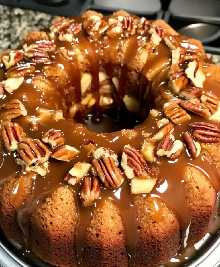 Apple Pecan Cake with Caramel Glaze