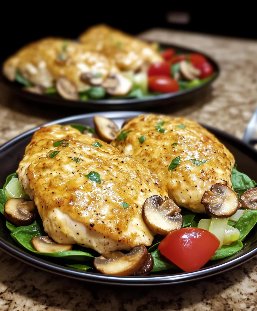 Spinach and Mushroom Smothered Chicken